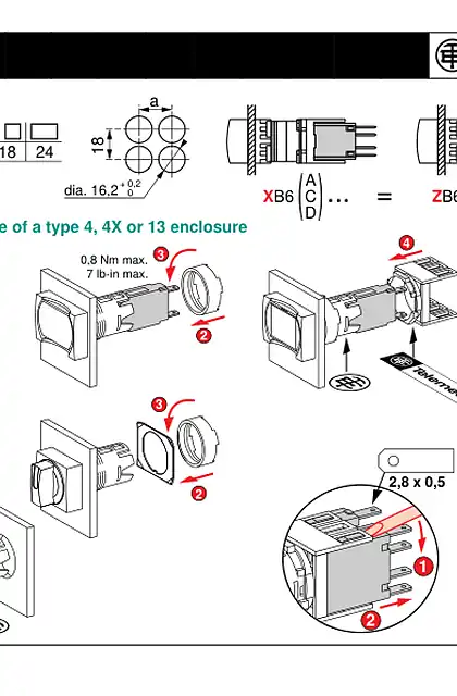 schneider施耐德XB6... Control and signalling units 16 diameter